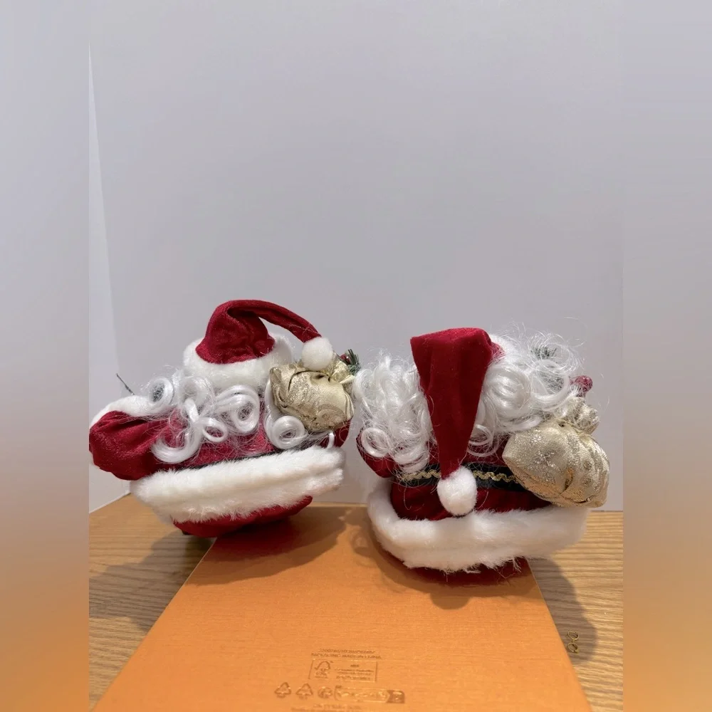 Vintage 90’s Christmas Santa’s sitting on shelf stocking holders